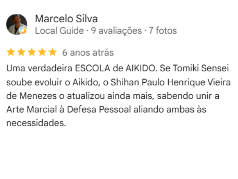 Avaliação de aluno da FACERJ no Google